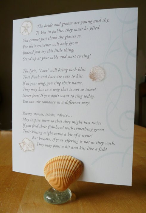beach wedding table poem